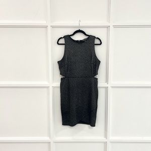 Metallic black mini dress with side cut outs